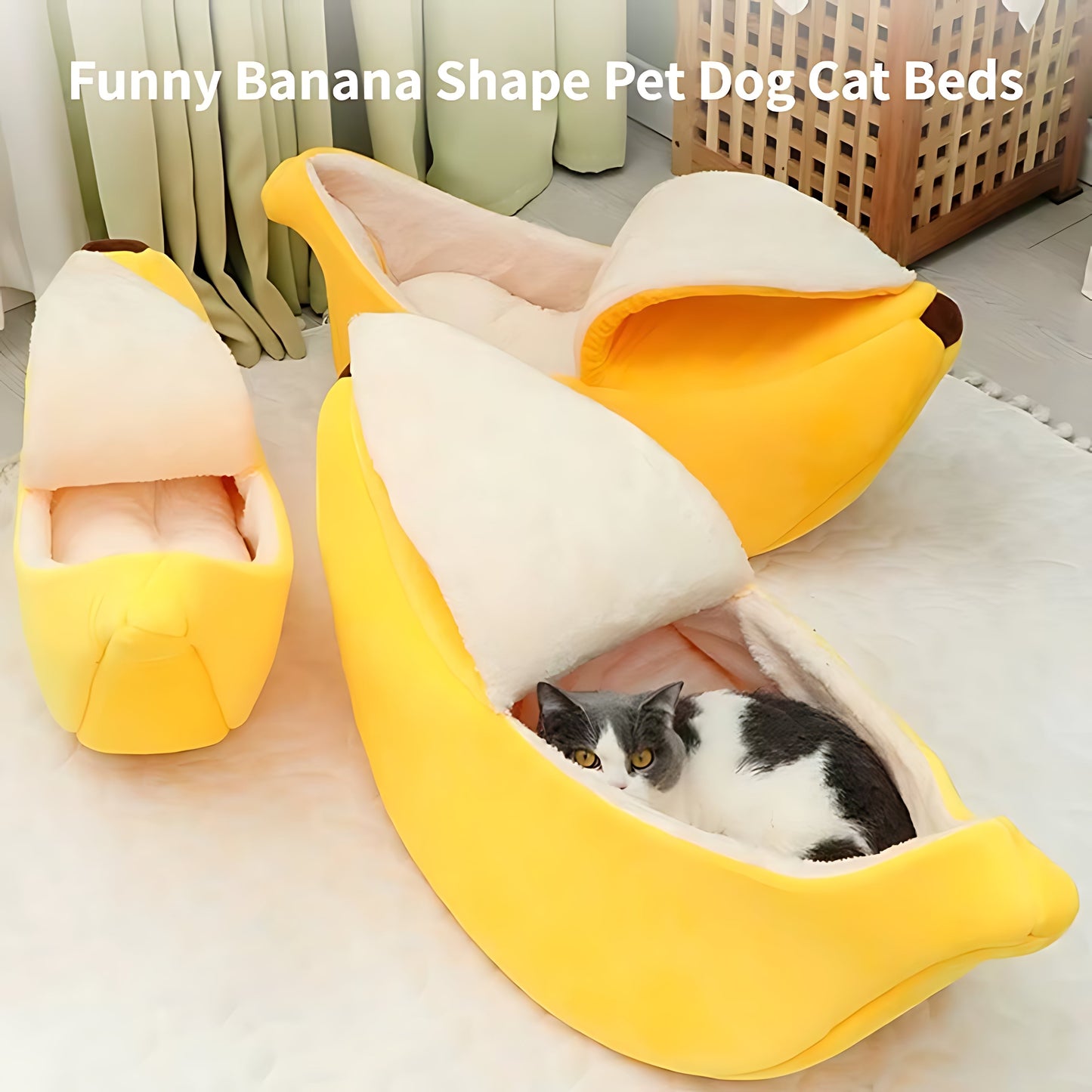 Banana Shaped Pet Bed for Cats & Small Dogs