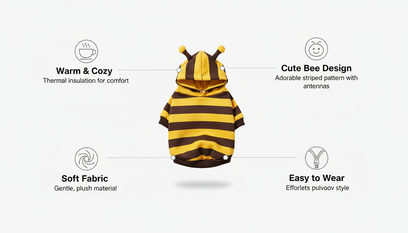 Bee Hoodie Costume for Dogs & Cats
