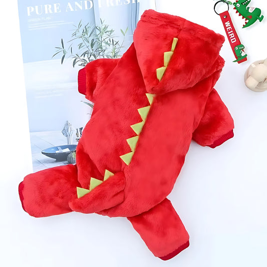Dinosaur Fleece Hoodie for Small Dogs