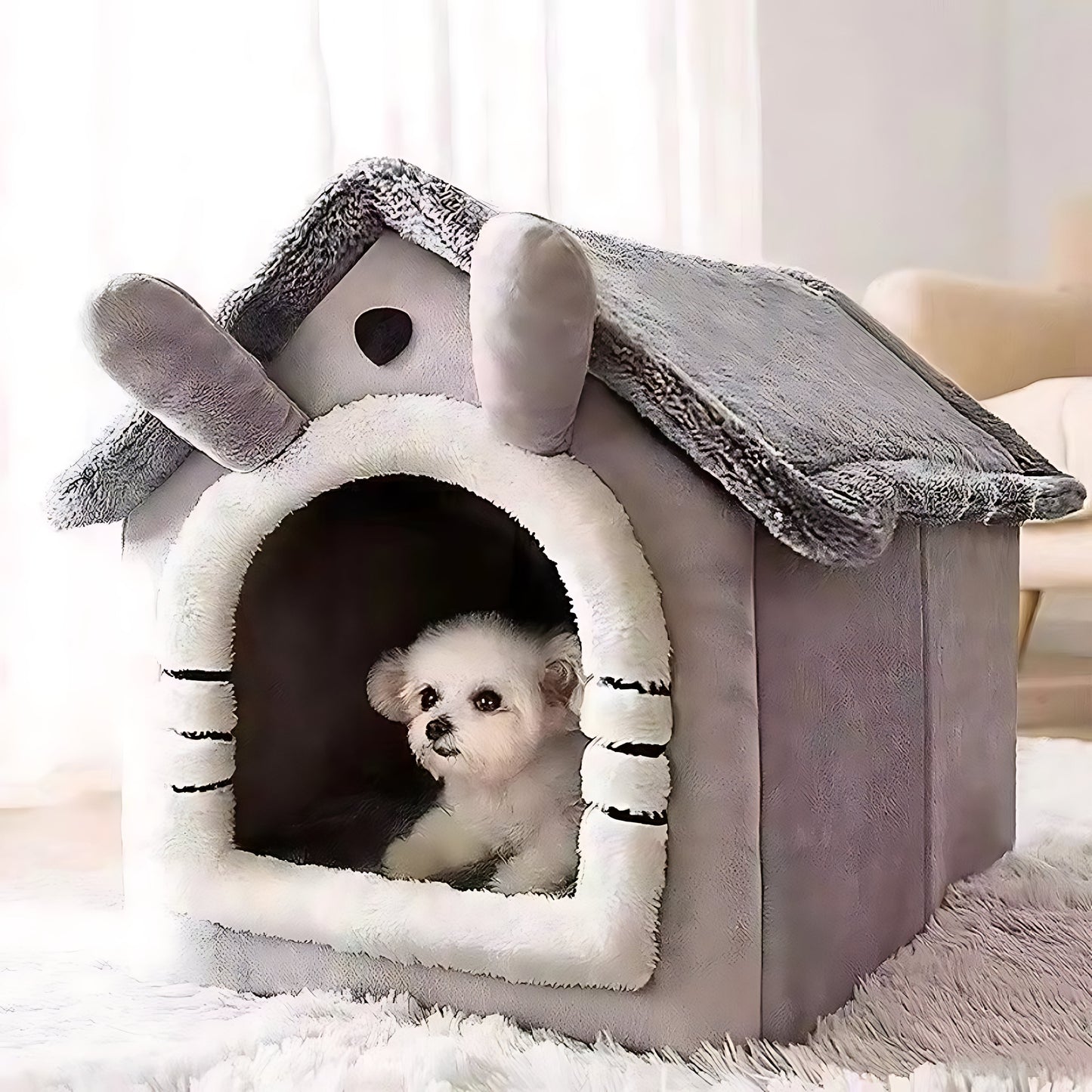 Indoor Pet House Bed for Cats & Small Dogs