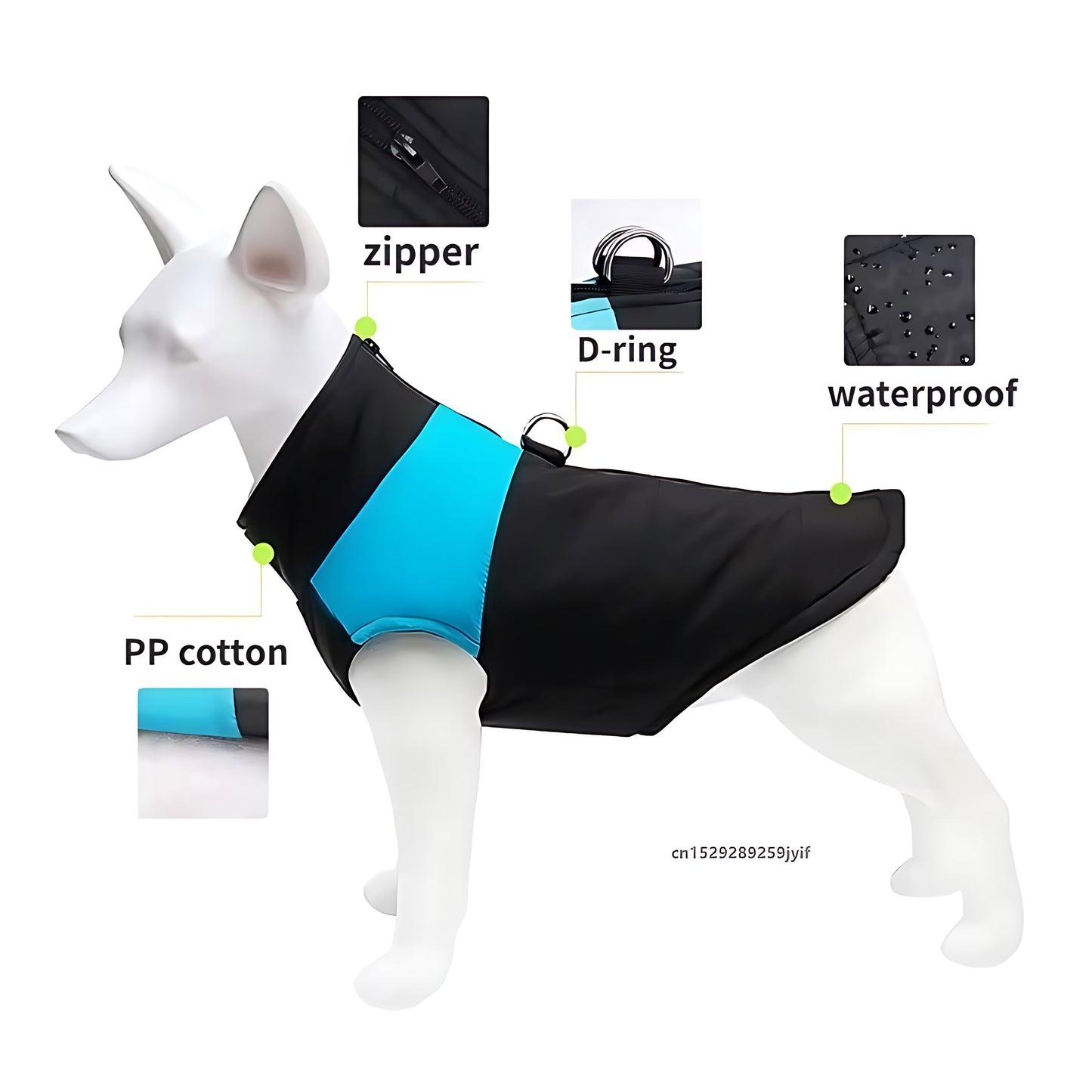 Waterproof Dog Coat with Zipper Closure