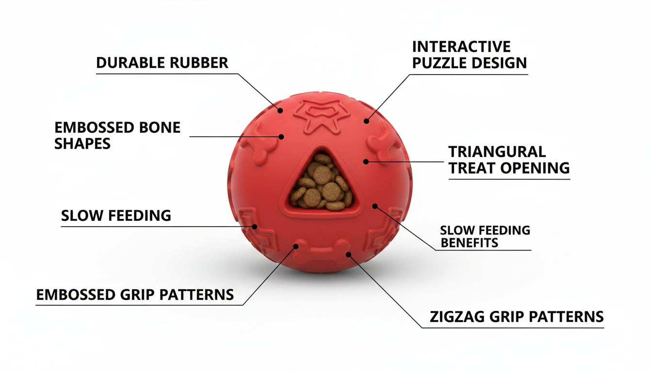 Red Interactive Dog Puzzle Toy with Treat Dispensing, Slow Feeder Design - Image 6