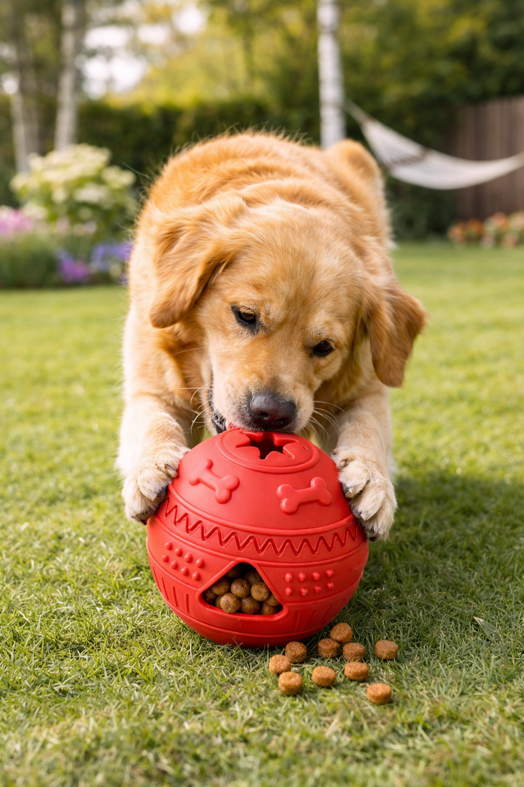 Red Interactive Dog Puzzle Toy with Treat Dispensing, Slow Feeder Design - Image 4