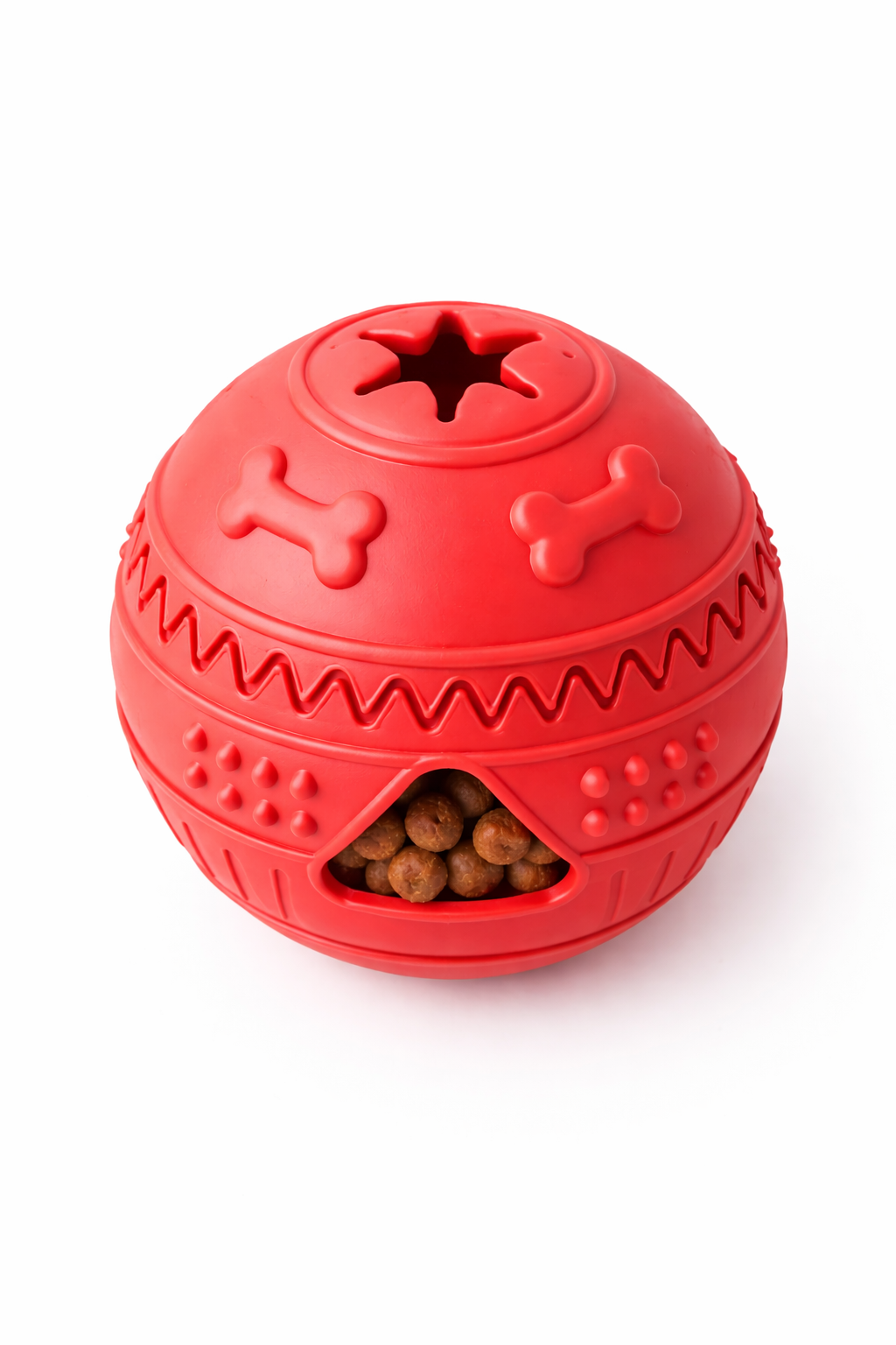 Red Interactive Dog Puzzle Toy with Treat Dispensing, Slow Feeder Design - Image 2